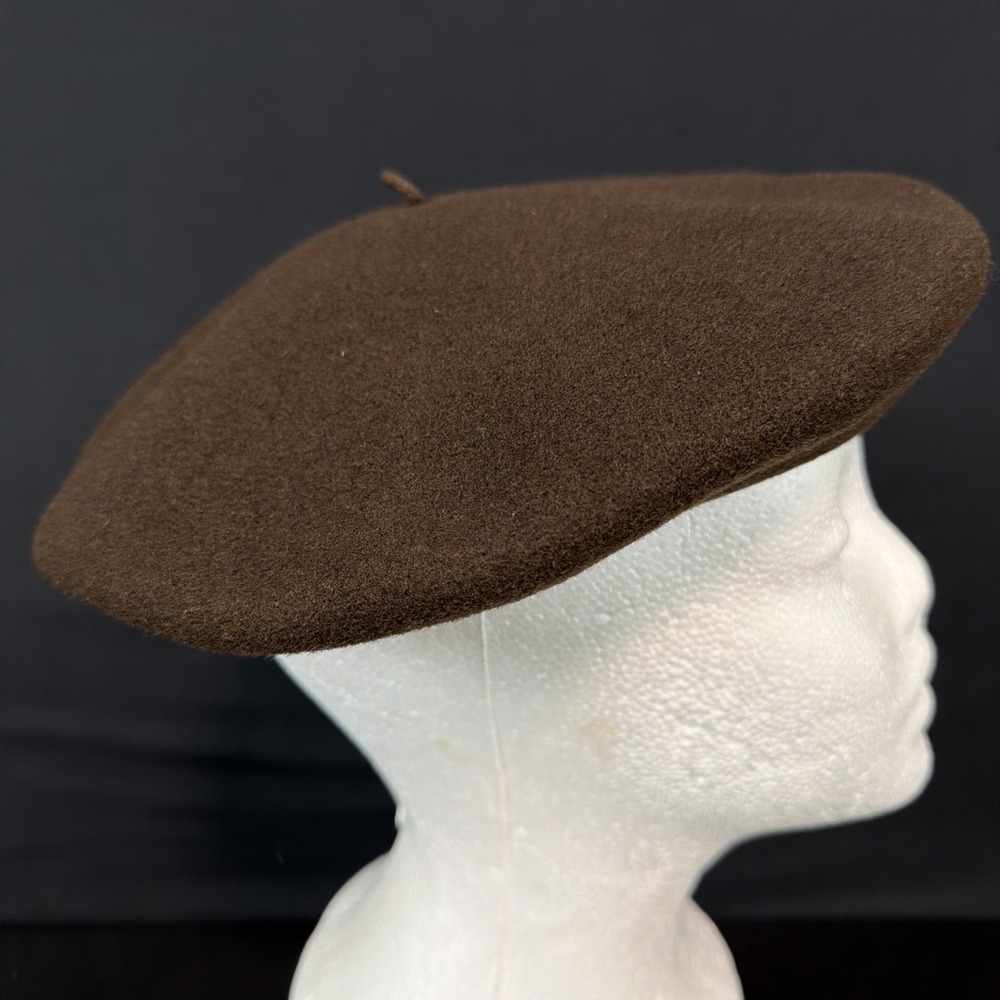 laulhere Brown beret 100 Percent Wool 10 Inch Size 59 Made In France JJ Hat NY